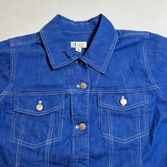 Denim&Co. Button Up Jean Jacket Size Medium Stretch Casual Western Rodeo - Picture 3 of 10